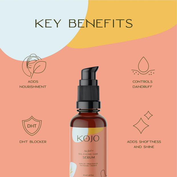 Key Benefits of KOJO Balancing Hair Serum.
