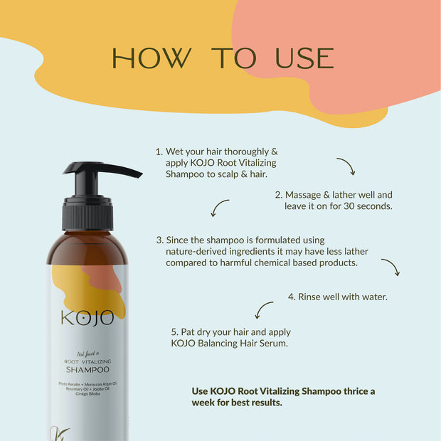 How to use the KOJO Root Vitalizing Shampoo.